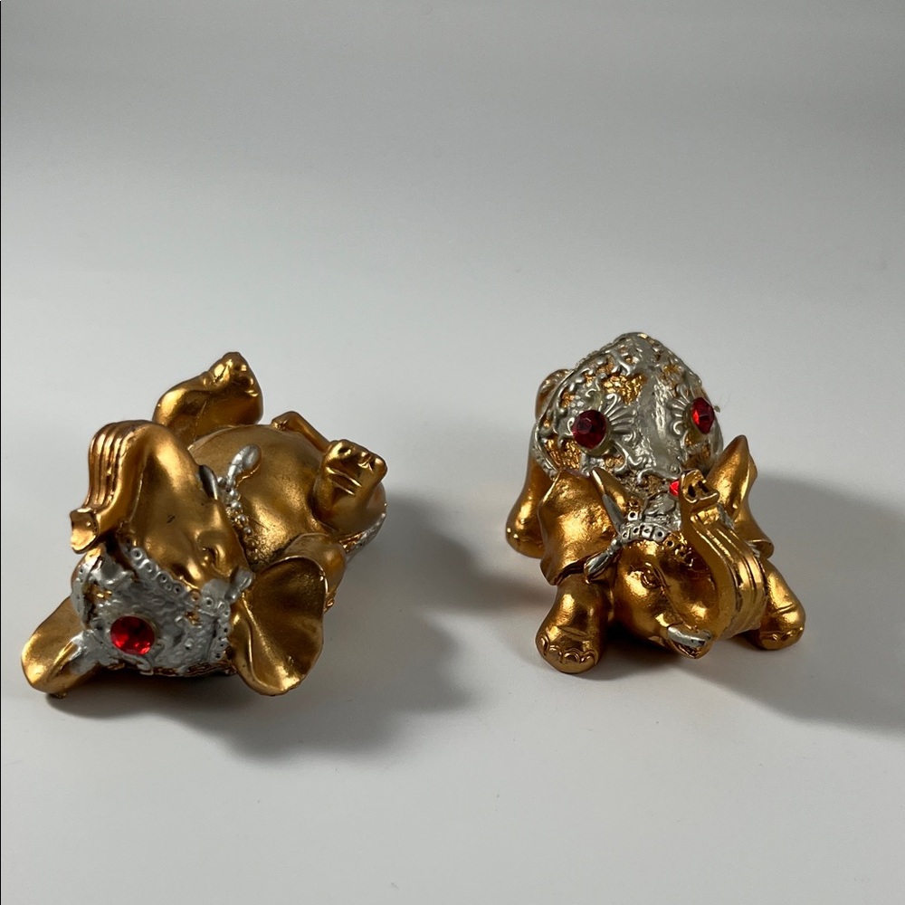 Gold and Silver Elephant Figurines